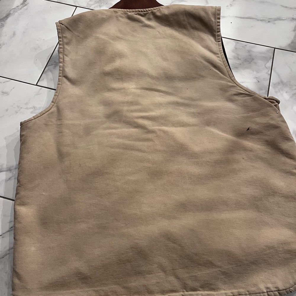 Vintage Carhartt Tan V01 Quilt Lined Canvas 90’s Vest - Picture 4 of 8